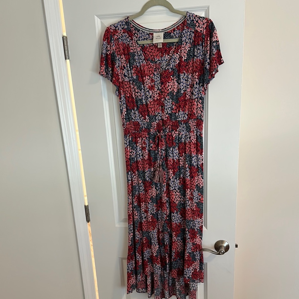 Knox Rose Red and Gray Flutter Sleeve V-Neck Sundress
